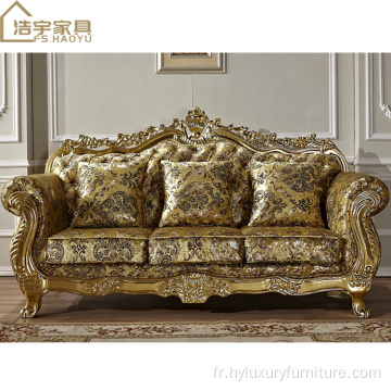 Ensemble de canapé de style européen classique de luxe royal doré